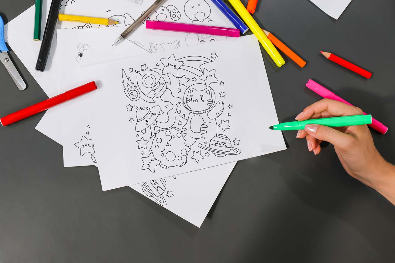 Χρωμοσελίδα  γατάκι στο διάστημα